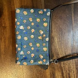 Leather Floral and navy blue Coach crossbody